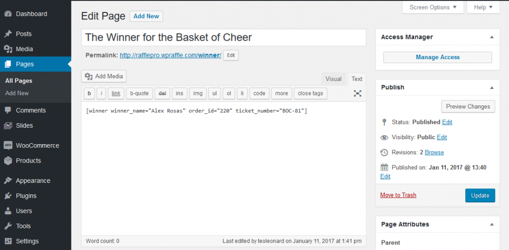 How to use the Pick a Winner Feature Wordpress Raffle Ticket
